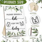 Qunclay 37 Pcs Baby Shower Design Bibs Game with DIY Bib Marker, Leaf - Image 2