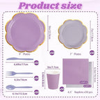 350Pcs Purple Paper Plates and Napkins Party Supplies for 50 Guests - Image 3