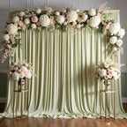 10 ft x 8 ft Wrinkle Free Light Green Backdrop Curtain for Parties, Light Green Polyester Photo Backdrop Drapes for Baby Shower Wedding Engagement Birthday Party Backdrop Stand,5ft x 8ft 2 Panels by Outpain
