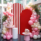 Red and White Arch Backdrop Cover 7.2 FT, Farmhouse Red White Stripes Geometric Wedding Arch Cover Stretchy Backdrop Stands Covers for Birthday Party Ceremony Banquet Decor - Image 5