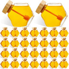 Sunnyray 30 Pcs Glass Honey Jar with Dipper Hexagonal for Party Gift, 220ml by Sunnyray