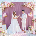Dusty Pink Backdrop Curtain for Parties Wedding Wrinkle Free Pink Photo Curtains Backdrop Drapes Fabric Decoration for Birthday Party Baby Shower 5ft x 7ft,2 Panels by Tao-GePartyDecorations