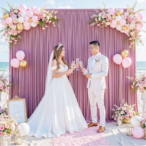 10x10 Dusty Pink Backdrop Curtain for Parties Wedding Wrinkle Free Pink Photo Curtains Backdrop Drapes Fabric Decoration for Birthday Party Baby Shower 5ft x 10ft,2 Panels by Tao-GePartyDecorations