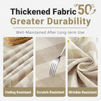 Laolitou Checkered Oval Tablecloth Washable Buffalo Plaid Table Cloth with Tassel Cotton Linen Gingham Table Cover for Picnic Kitchen Dining Room, Beige, 60 x 102 Inch - Image 4
