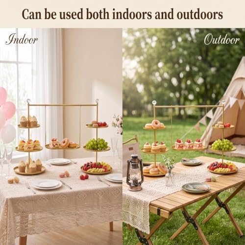 Metal 3 Tier Cupcake Stands Display, Removable Tray with Swing,Gold - Image 5