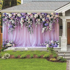 10x8ft Purple Lavender Floral Bridal Backdrop Wedding Flower Photography Backdrop for Girl Portrait Baby Shower Birthday Party Decor Banner Mother's Day Party Wall Backdrop Studio Photo Backgrounds - Image 4