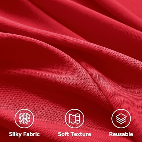 8 Panels 5x12ft Red Backdrop Curtains for Wedding Parties, Wrinkle Free Polyester 12 ft Long Photo Backdrop Drapes Back Drop Cloth for Birthday Christmas Ceremony Photography Background - Image 4