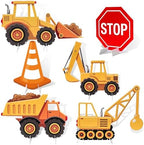 6 Pcs Large Construction Party Decorations, Truck Themed Cardboard Cutouts Standup, Excavator Traffic Cone Stop Yard Sign for Construction Birthday Baby Shower Indoor Outdoor Photo Prop - Image 2