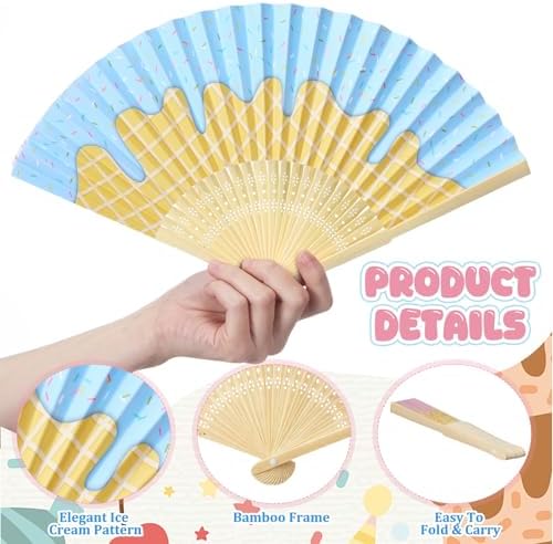 Chunful 24 Pack Ice Cream Folding Fans for Ice Cream Social Decorations - Image 5