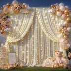 Champagne Tulle Backdrop Curtain for Parties Wedding,10ft x 10ft Wrinkle Free Curtain Backdrop,2 Layer Drapes for Backdrop,Polyester Back Drop for Bridal Shower Birthday Baby Shower Photography - Image 3
