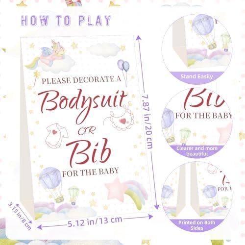 Bibs Bodysuits Baby Shower Game Sign Set Newborn Onesies Feeder Gift Fabric Marker Stencils Kit - Image 3