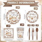 168PCS Coffee Baby Shower Party Supllies A Baby Is Brewing Party Decorations Cafe Themed Gender Reveal Tableware Plates Cups Napkins Cups Dinnerware for 24 Guests - Image 2