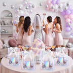 Aliceset 24 Pcs Clear Plastic Gift Bag with Handles,Iridescent Border - Image 6