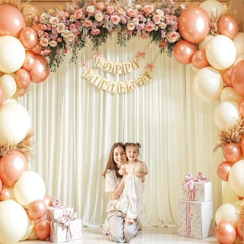 24x10FT Ivory Backdrop Curtains for Wedding Parties, Wrinkle Free Polyester Photography Backdrop Drapes for Wedding Baby Shower Birthday Parties Stage Background Stand Decorations 4x10ft,6 Panels - Image 3