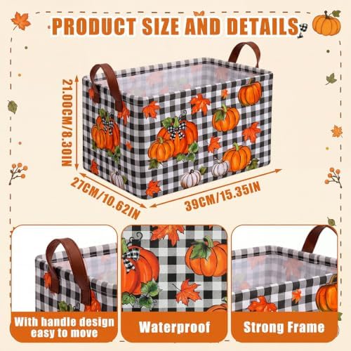 CHENGU 6 Pack Fall Storage Bins Collapsible Autumn Pumpkin Baskets for Home - Image 3