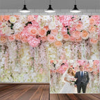 12x10ft Pink Rose Flower Wedding Photography Backdrop Spring Floral Photography Backdrop Valentine's Day Mother's Day Girl Birthday Baby Shower Wedding Bridal Party Banner Photo Booth Props Background by Mtsxfy