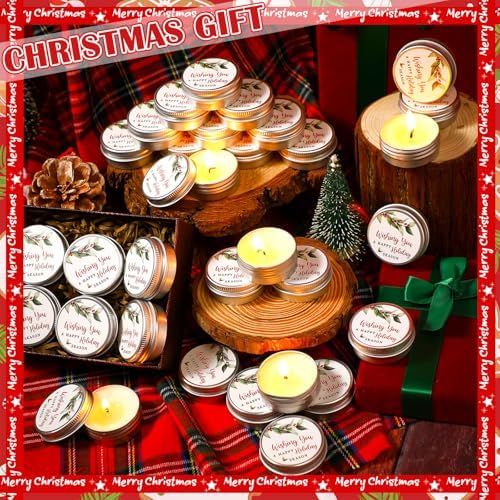 MTLEE 50 Pcs Happy Holiday Candles Gift Favors for Guests 1 oz - Image 4