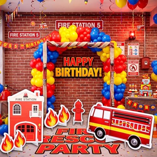 Honoson 5 Pcs Large 3FT Firefighter Birthday Decorations Cardboard Cutouts - Image 5