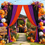 Halloween Backdrop Curtain 15ftx10ft - Halloween Wrinkle Free Satin Drapes - Image 2