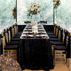 90x156 Inch Rectangle Sequin Tablecloth Glitter Black Wedding Table Linens - Image 5