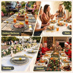 Glowserve 350 PCS Scalloped Plastic Plates Dinnerware Set for 50 guests - Image 3