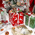 WRAPAHOLIC Christmas Wrapping Paper Set - Red Green Gold and Silver Snowflakes Trees with Metallic Foil Shine Wrapping Paper Bundle with Gift Bow & Ribbon & Tag & Sticker - Image 2
