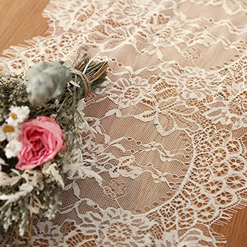 Lace Table Runner 6 Packs Ivory Table Fabric Embroidered Boho Table Runners - Image 3