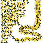 Uieke 12PCS Artificial Sunflower Garland, 7.5ft/Strand Silk Sunflowers Hanging Vines Flowers with Green Leaves for Room Kitchen Garden Birthday Wedding Baby Shower Party Table Decor Large by Uieke
