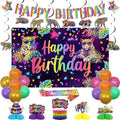 Rainbow Leopard Birthday Party Decorations Cheetah Happy Birthday Backdrop Banner Cake Topper Neon Leopard Table Decor Hanging Swirls Neon Print Sash Jungle Animal Wild Party for Women by Wonmelody