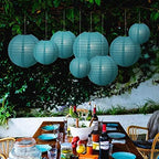 Quasimoon PaperLanternStore.com Ultimate 20-Piece Tahiti Teal Paper Lantern Party Pack - Assorted Sizes of 6, 8, 10, 12 Inch (5 Round Lanterns Each) for Weddings, Birthday, Events and Decor - Image 4