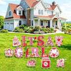 15Pcs Strawberry It's a Girl Yard Signs with Stakes, Berry Sweet Baby Shower Lawn Decorations, Red Pink Gingham Welcome Home Baby Girl Outdoor Sign for Gender Reveal Party Supplies Photo Props - Image 6