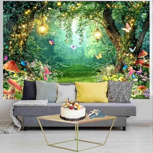 Enchanted Fairytale Forest Backdrop for Photography Fairy Tale Wonderland Garden Backdrops for Photoshoot, Mushroom Butterfly Woodland Party Decorations Photo Booth Studio Props Backdrops 20X10FT - Image 2