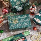 WRAPAHOLIC 30 Inch Nutcracker Christmas Wrapping Paper Roll - Jumbo Roll Green Christmas Tree, Snowflakes and Nutcracker with Metallic Foil Shine Design - 4 Rolls - 30 Inch x 120 Inch Per Roll - Image 6