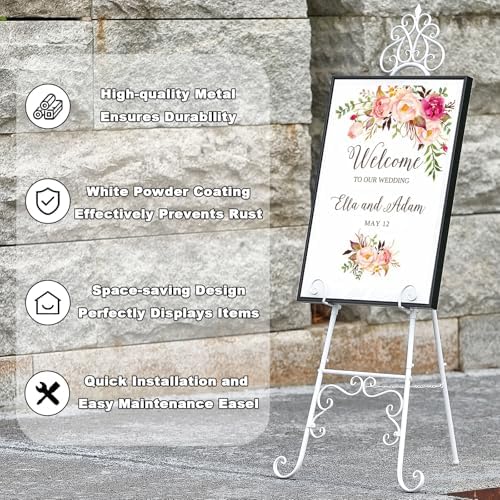 59" H Metal White Large Adjustable Easel Stand for Wedding Sign - Image 6