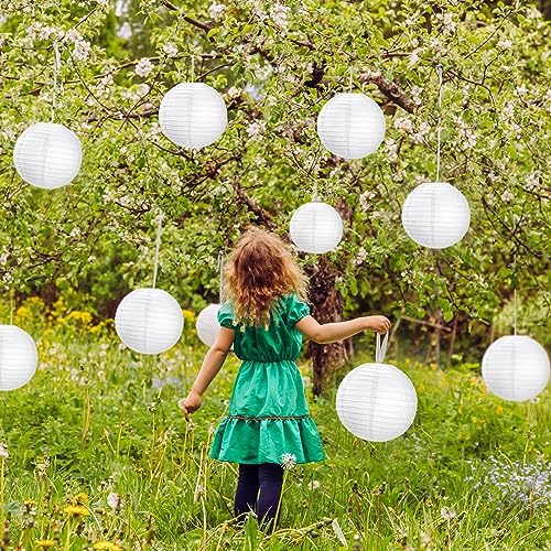 Treela 90Pack White Chinese Paper Lantern for Wedding Party Decor, 8 Inch - Image 5