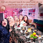 Funnymoom 452 Pcs 40th Birthday Decorations for Women Black and Rose Gold 40th Birthday Paper Plates Cups Napkins Tablecloth Cutlery Straws for Girls Women 40 Year Old Party Supplies for 50 Guests - Image 6
