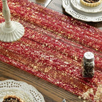 Artoid Mode Red Gold Gauze Table Runner 120 Inch 10Pcs, Glitter Metallic Foil Sheer Dining Wedding Anniversary Holiday Table Decor for Home Party - Image 6