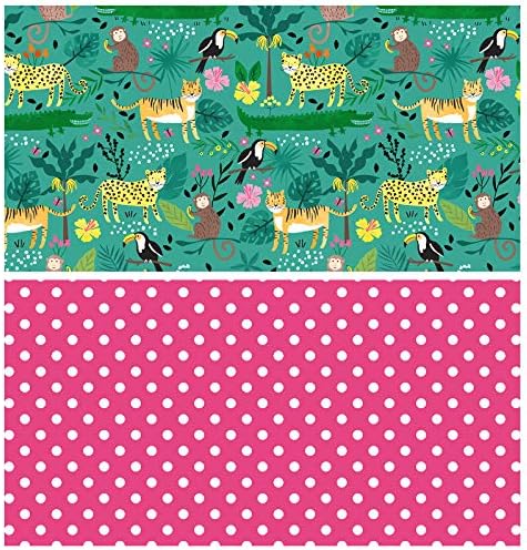 WRAPAHOLIC Jumbo Reversible Jungle Wrapping Paper - Jumbo Roll - 24 Inch x 65.6 Feet - Tigers in the Jungle Wild One Birthday Wrapping Paper for Kids Girls Birthday, Baby Shower - Image 7