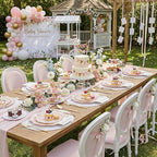 WDF 175Pcs Pink Plastic Plates - Pink and Gold Plates Disposable 25guest Plastic Dinnerware Ideal for Bridal Shower/Wedding/Baby Shower/Spring Party - Image 6