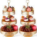 Dandat 2 Pcs Cupcake 3 Tiered Metal Dessert Stand Round Cupcake Tower Cake Holder Stand Tiered Serving Tray for Wedding Baby Shower Birthday Tea Party Table Decor(Gold) by Dandat
