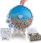 Beach Wedding Guest Book Alternative, Wooden Heart Drop Box Seashell Tokens by Handmade