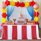 Circus Table Skirt Red White Striped Tulle Table Skirts for Rectangle Table Birthday Carnival Circus Party Decorations 14ft - Image 2