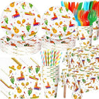 Ceenna 452 Pcs Mexican Party Decoration Supplies for 50 Guest, Mexican Plates Napkins Cups Tablecloth Cutlery Straw Fiesta Disposable Tableware for Cinco De Mayo Taco Birthday Wedding Party Decoration by Ceenna