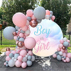 7.5x7.5ft Gender Reveal Round Backdrop Boy or Girl Blue Pink Clouds Photography Background Circle Backdrop Cover Newborn Baby Shower Reveal Gender Party Decoration Photo Booth Props - Image 2
