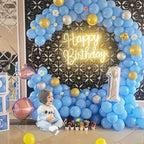 Round Backdrop Stand Arch Balloon Golden Metal Circle Garland Frame with Base for Wedding Birthday Party Baby Shower Graduation Decoration (7.87 FT) - Image 3