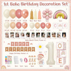 Boho 1st Birthday Decorations for Girl, Pink Rainbow First Party Supplies - Image 2