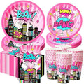 Funnymoom 250 Pcs Girl Hero Birthday Decoration Serves 50 Party Supplies by Funnymoom