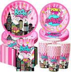 Funnymoom 250 Pcs Girl Hero Birthday Decoration Serves 50 Party Supplies by Funnymoom