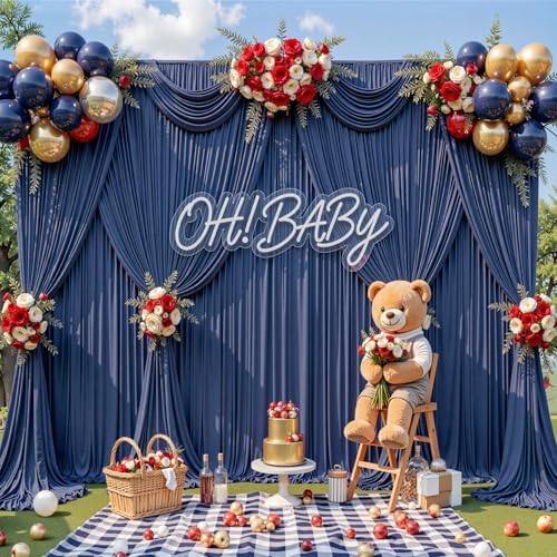 50x12ft Navy Blue Backdrop Curtains for Parties Wrinkle Free Fabric Backdrop Curtain Birthday Photo Drapes Backdrop for Wedding Baby Shower Bridal Photo Shoot Photography Back Drop 10 Panels 5x12FT - Image 4