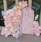 Pink Floral Arch Backdrop Cover Toile Bride to Be Baby Shower Girl Party Chiara Arched Frame Bow Flowers 1st Wedding Birthday Parties Decorations (6.6FT,4383) - Image 4